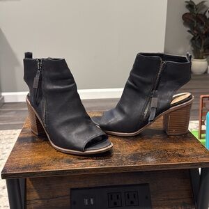 Black Peep-Toe Ankle Boots